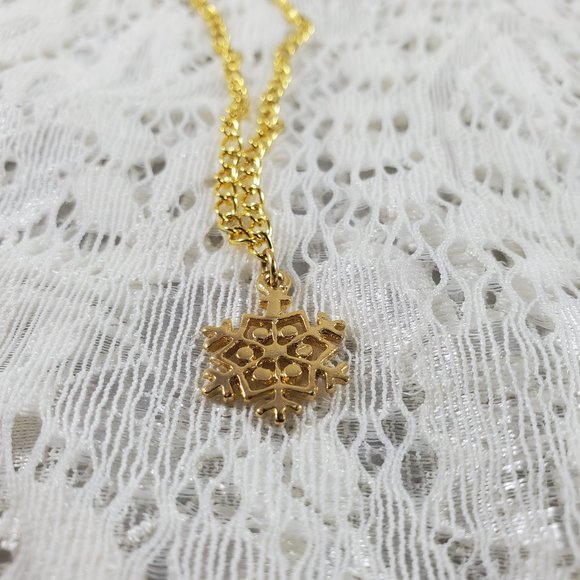 Stainless Steel Gold Snowflake hand-made necklace - Picture 11 of 12